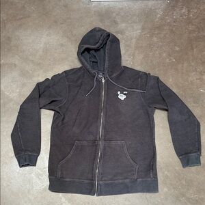 RVCA Zip-Up Hoodie with Logo- black. Size L